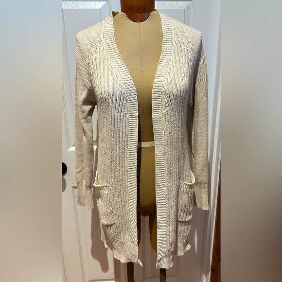 Alya Sweaters - Francessca Alya Cardigan Sweater Cream Elbow Pads Sz Small